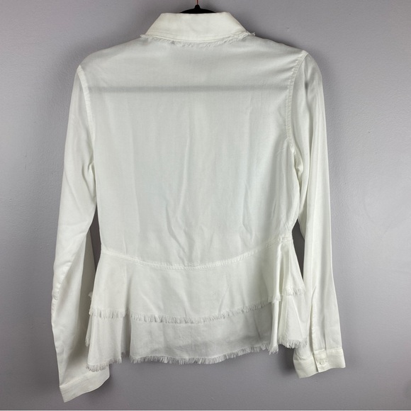 BELLA Dahl White Tencel Fringe Button Down Shirt XS - Picture 9 of 10